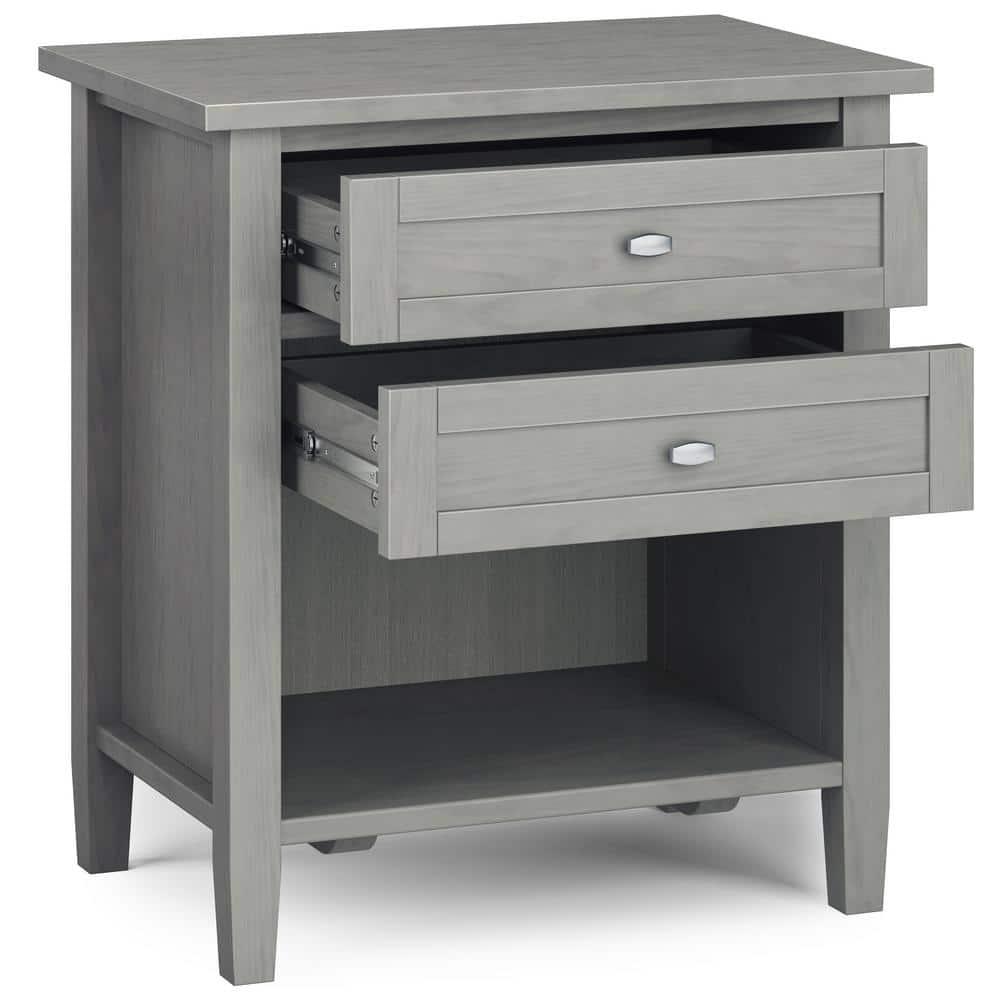 Simpli Home Warm Shaker 24"W Solid Wood Bedside Table with Two Drawers & Reviews | Wayfair