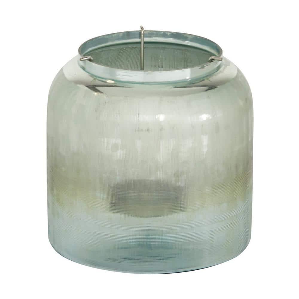 DecMode 7.5"W, 7.75"H Glass Contemporary Candle Holder, Turquoise, 1 - Piece