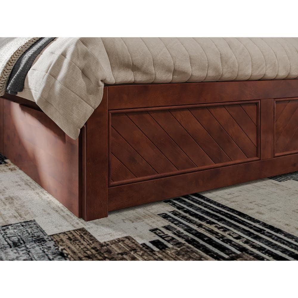 AFI Canyon Walnut Solid Wood Platform Bed with Matching Footboard & Storage Drawers, Queen