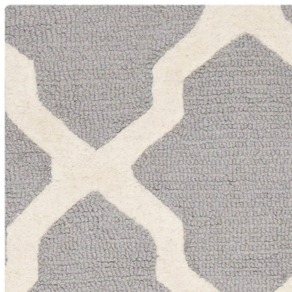 Cambridge Silver/Ivory Doormat 2 ft. x 3 ft. Geometric Trellis Area Rug