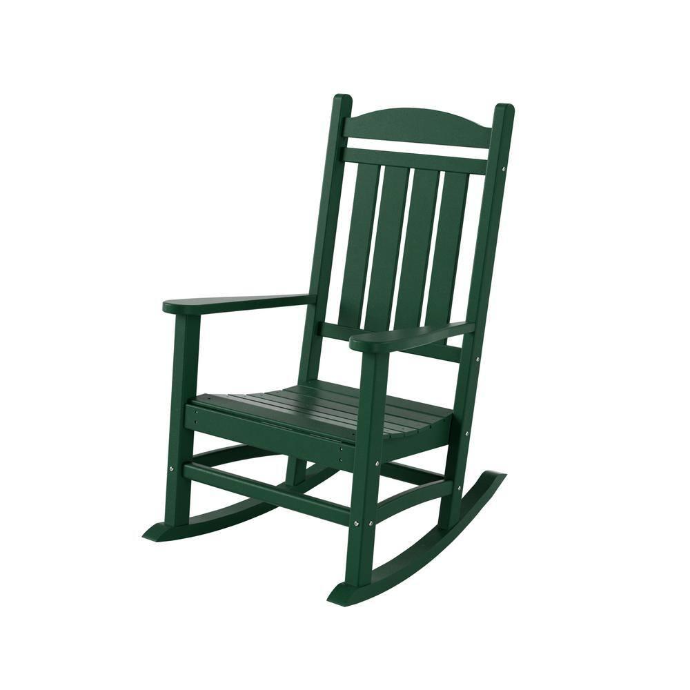 Polytrends  Laguna Hdpe All Weather Outdoor Patio Rocking Chair Dark Green