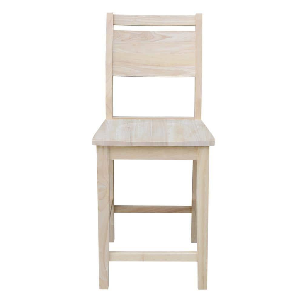 International Concepts Wood Slat Back Aspen Counter Height Panel Stool - Unfinished - 24" Seat Height