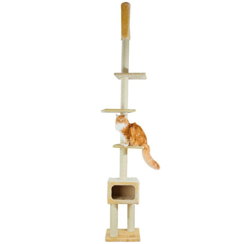 TRIXIE Santander Plush & Sisal Adjustable 96"-108" Cat Tower with Scratching Posts, Condo