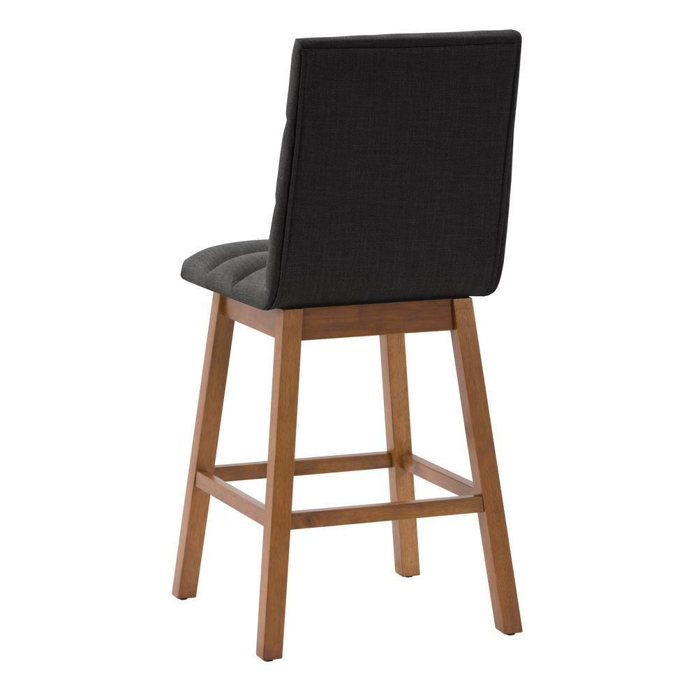 Lilibet Dark Gray Channel Tufted Fabric Counter Height Barstools - Set of 2