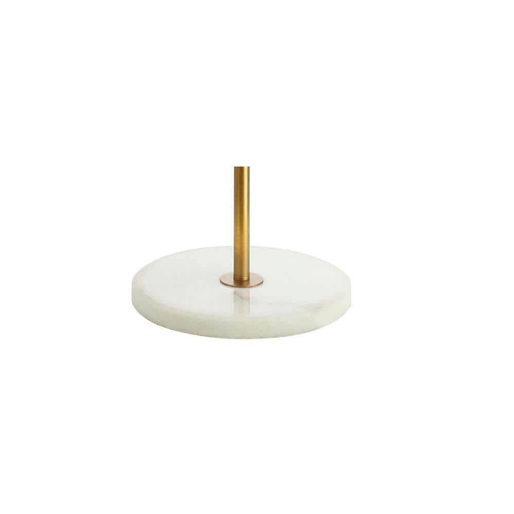 JONATHAN Y Diamante 61.5" Modern Gilt Metal with Marble Based LED Floor Lamp, Gold/White, JYL1083A