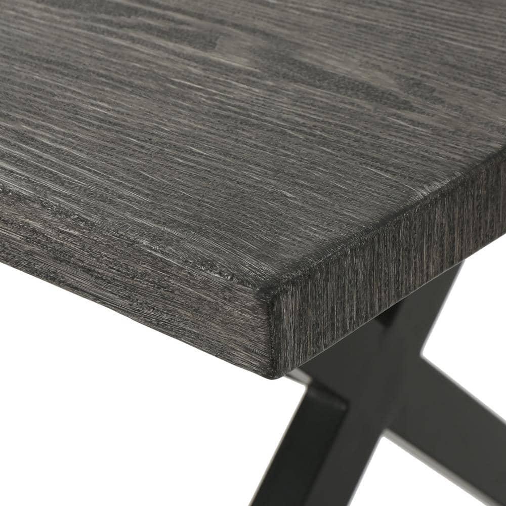 Noble House Rolando 70.5" Aluminum Patio Dining Table in Gray and Black