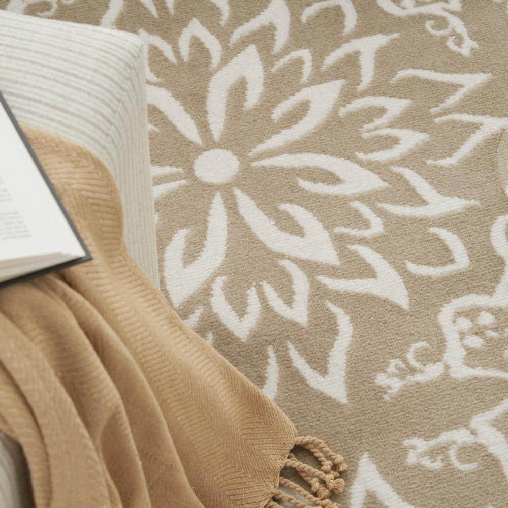 Nourison Jubilant Floral Transitional Indoor Rug Taupe 7'10"x9'10"