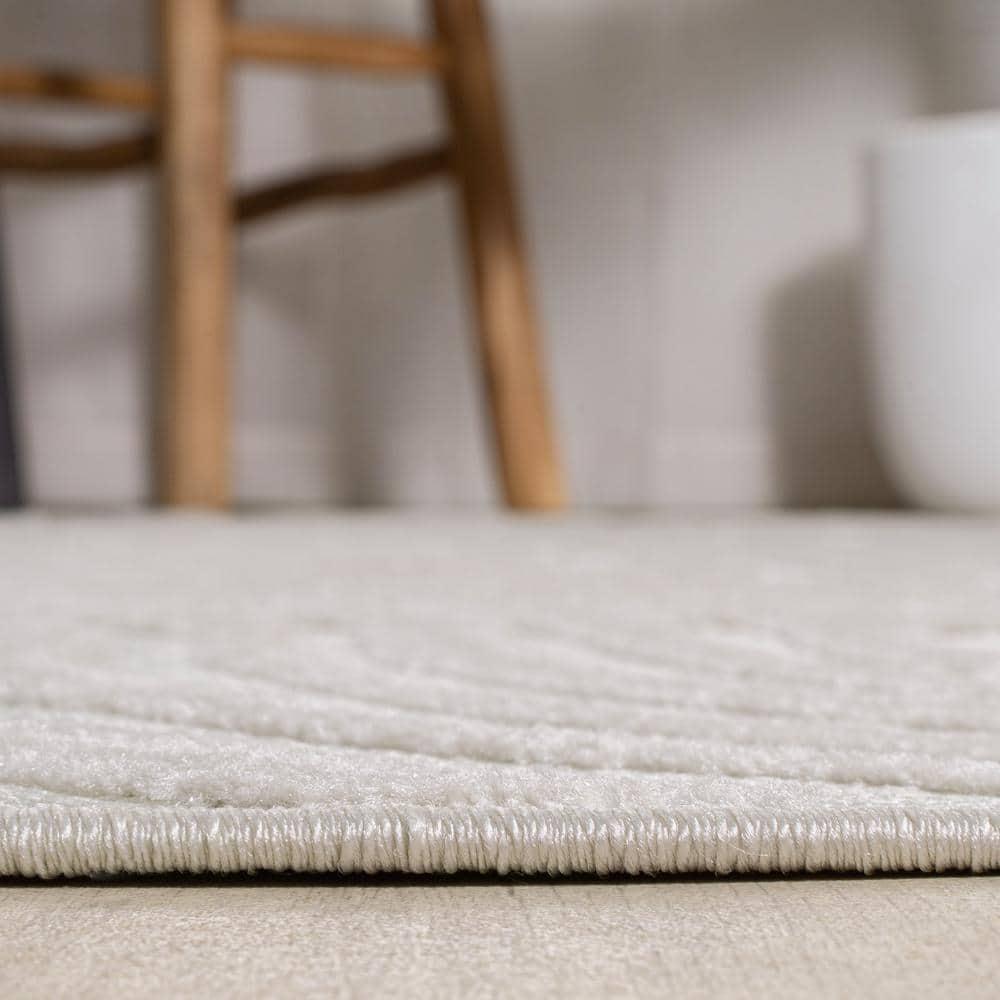 JONATHAN Y Maribo High-Low Abstract Groovy Striped Cream/Ivory 8 ft. x 10 ft. Indoor/Outdoor Area Rug