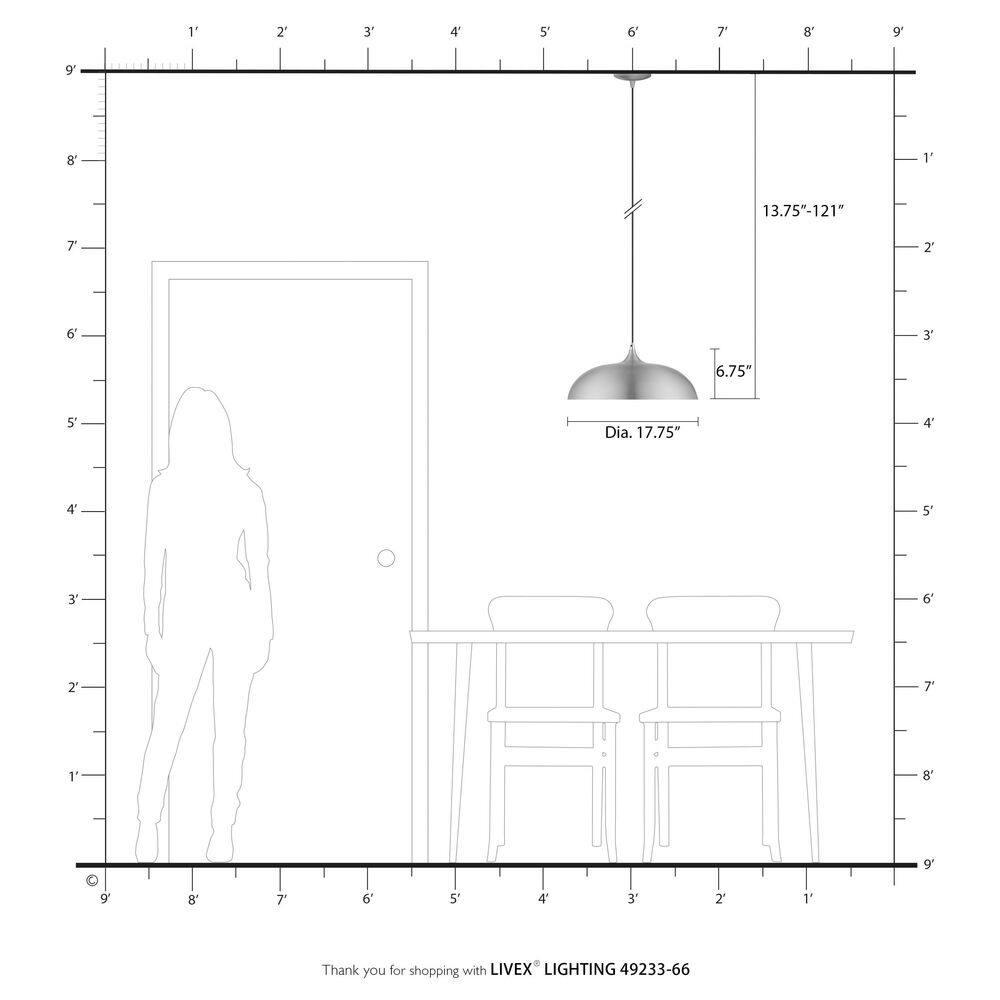 Livex Lighting Amador 1 - Light Pendant in  Brushed Aluminum/Polished Chrome