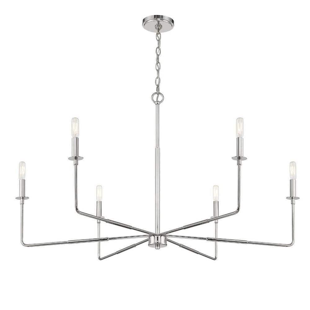 Salerno Polished Nickel 6-Light Rustic Charm Chandelier