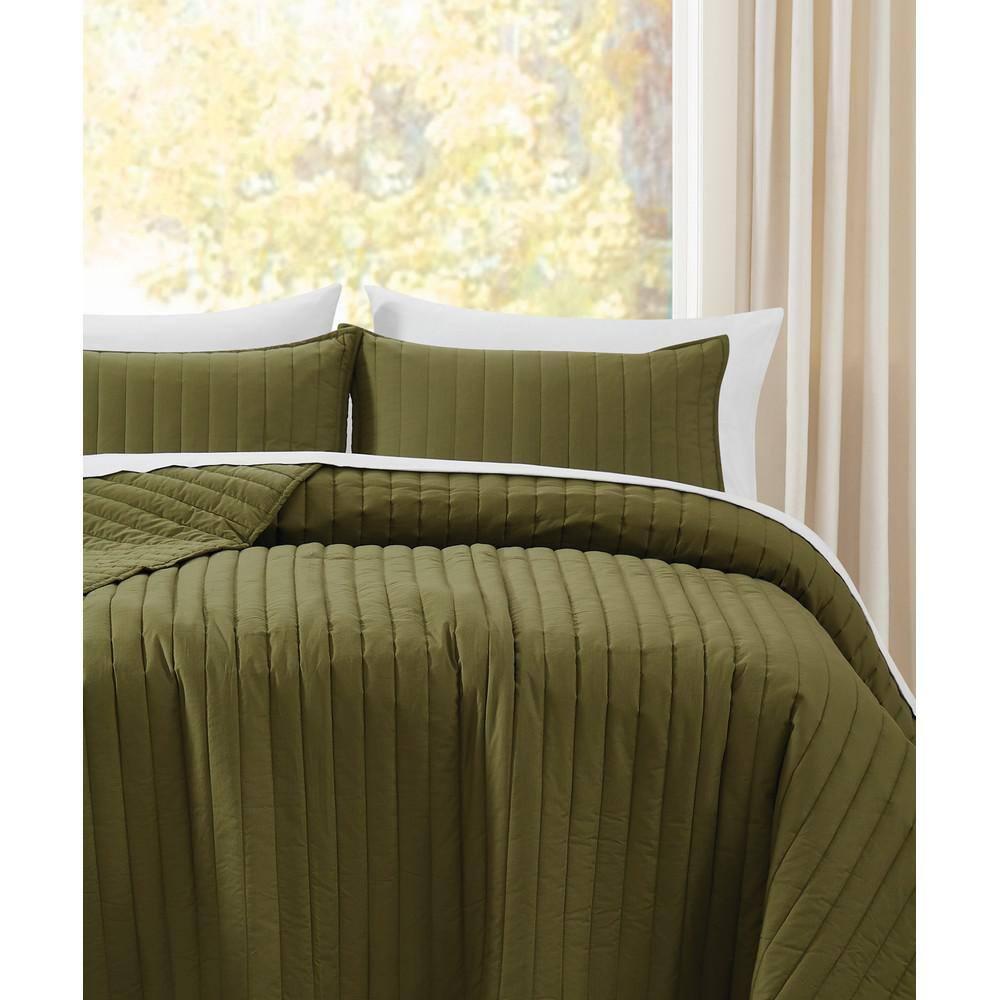 Brooklyn Loom Oversized Cotton Percale 3 Piece Quilt Set