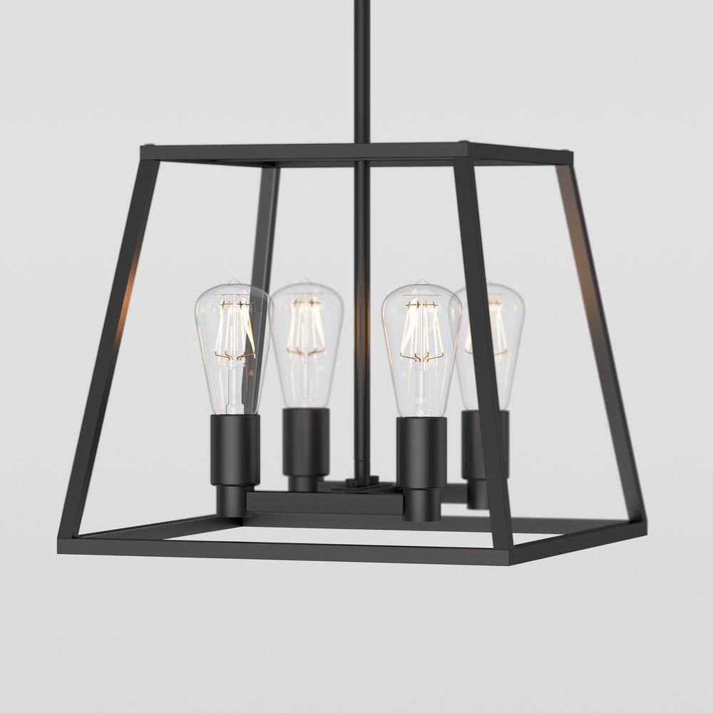 ByEUcuk Carter Farmhouse Chandelier, Matte Black - Geometric Square Pendant Light Ideal for Dining Room, Kitchen Island Light, Made of Steel, Bulb Not Included