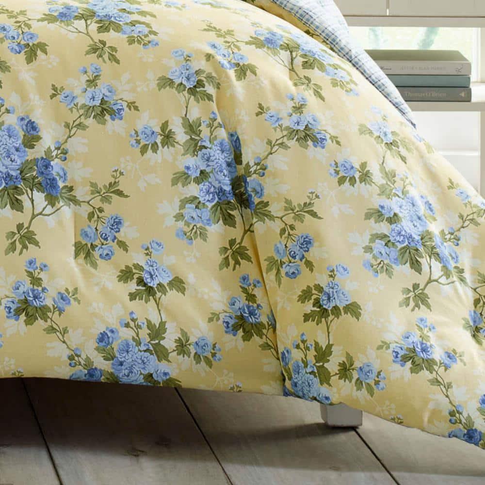 Laura Ashley Cassidy Floral Yellow Cotton Comforter Bonus Set