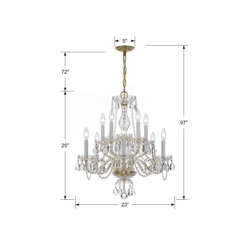 Crystorama Lighting Traditional Crystal 10 - Light Chandelier in  Polished Brass