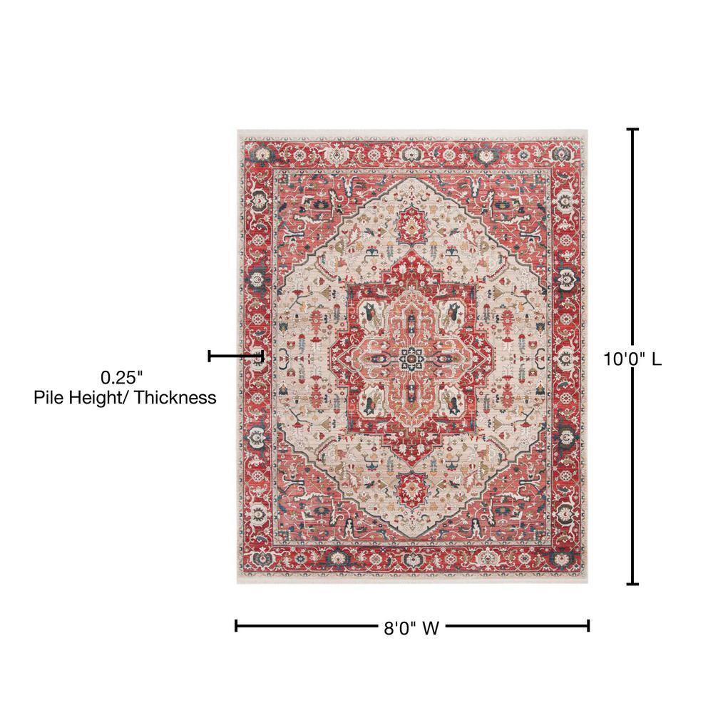 Vintage Persian VTP479 Power Loomed Area Rug - Red/Ivory - 8'x10' - Safavieh.