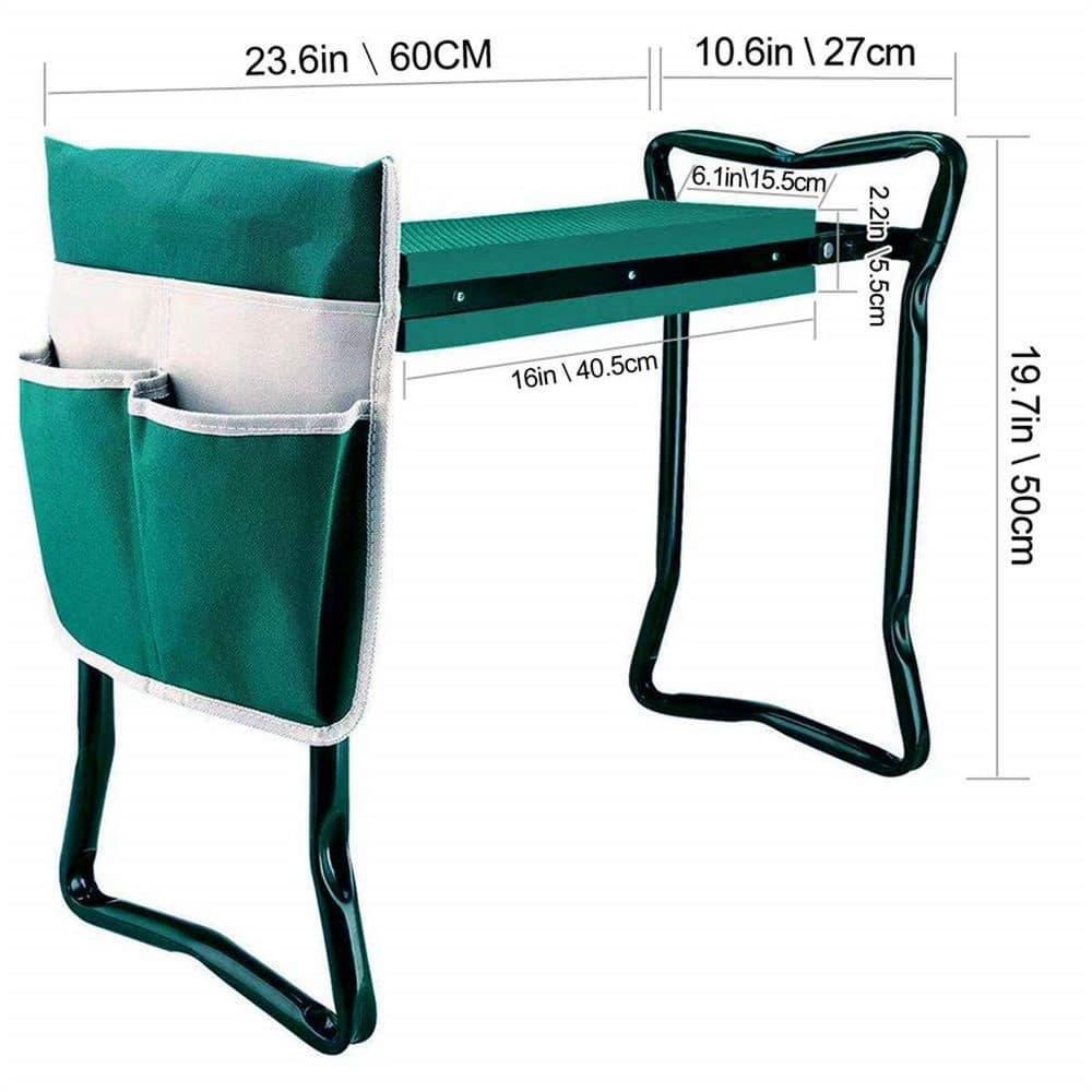 Garden Kneeler and Seat,with 2 Tool Bags Pouches and Claw Gloves,Portable Lightweight Bench Thicken EVA Foam Pad Sturdy Steel Pipe Practical Garden Tools(Green)