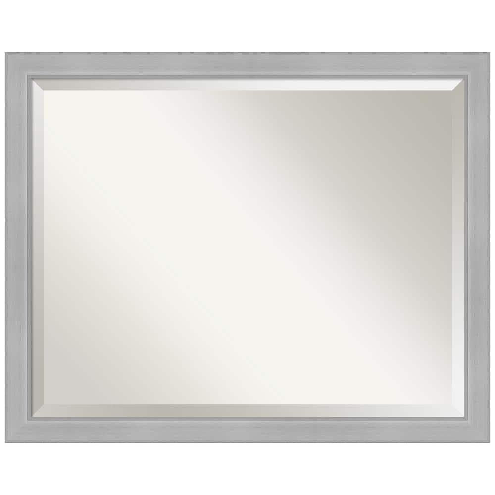 31" x 25" Vista Brushed Nickel Wall Mount Mirror for Bathroom - Amanti Art: Includes Beveled Glass