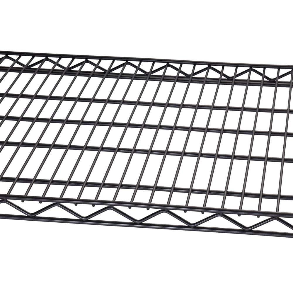 TRINITY 6-Tier 48x18x72 Commercial Wire Shelving w/ Backstands & Wheels, NSF - Black