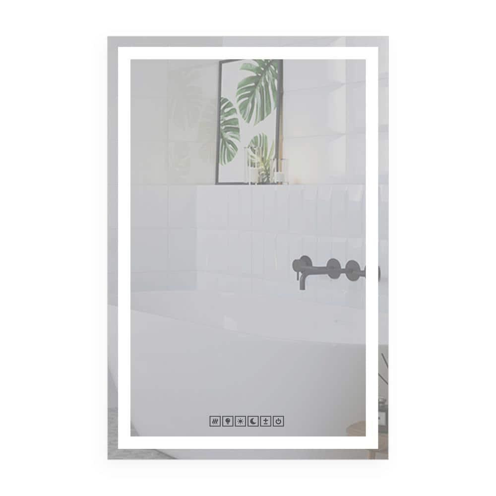 18"x40" LED Dimmable Bathroom Mirror Rectangle LED Lighted Wall Mounted Mirror for Vanity Room with Touch Button and Anti-Fog Function by Fab Glass and Mirror