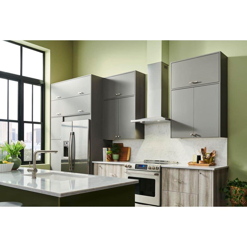 30 in. Convertible Wall Mount Low Profile Pyramidal Chimney Range Hood, 450 Max CFM, Stainless Steel