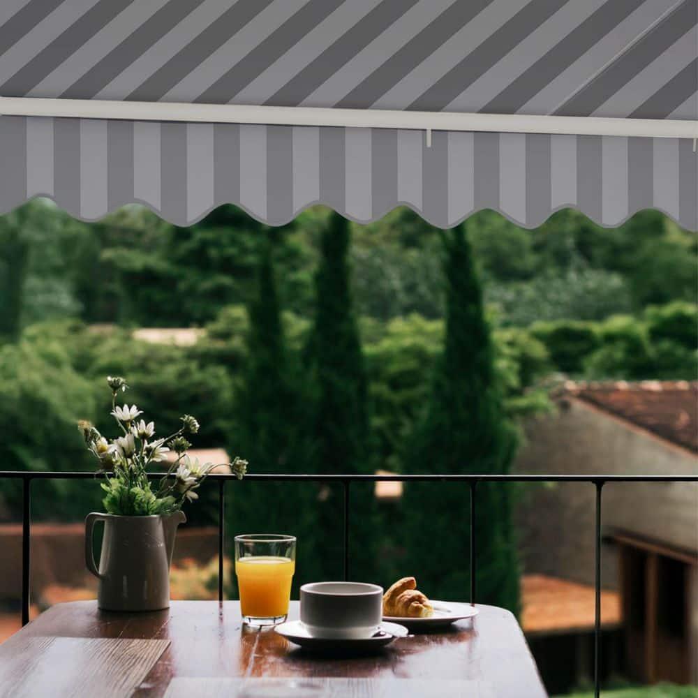 ALEKO Motorized Retractable Outdoor Awning with White Frame