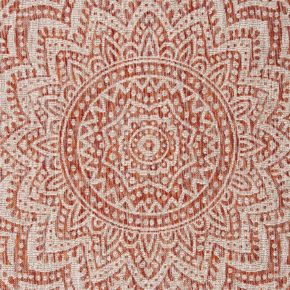 Courtyard CY8734 Power Loomed Indoor and Outdoor Area Rug - Light Beige/Terracotta - 6'7"x6'7" - Safavieh