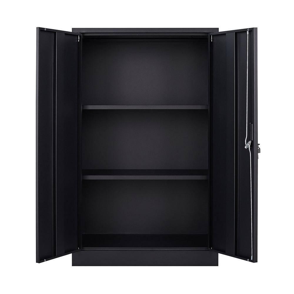 Metal Storage Cabinet,Black Metal Cabinet with Doors and Shelves,Garage Storage Cabinet with Lock,Short Steel Cabinet,Lockable Storage Cabinet for Home,Office,Shop,Garage Cabinets