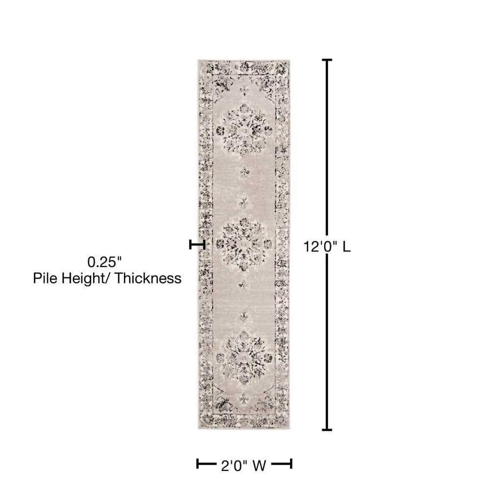 SAFAVIEH Skyler Nikeisha Floral Runner Rug, Grey/Ivory, 2' x 12'