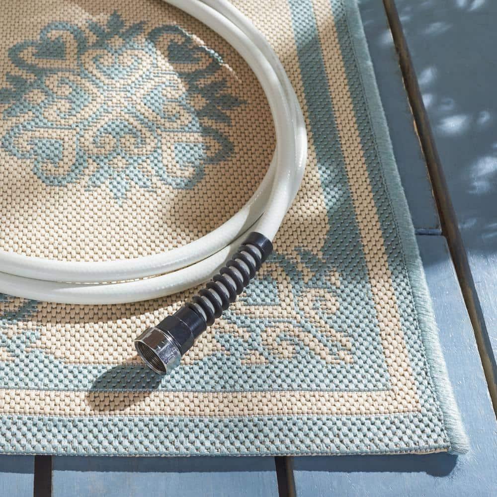 SAFAVIEH Beach House Regent Geometric Indoor/Outdoor Area Rug, Cream/Aqua, 2'2" x 4'