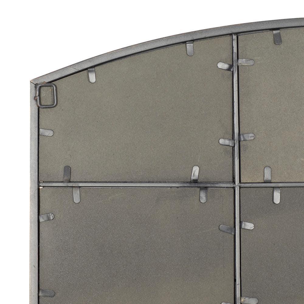 DecMode Geometric Window Pane Arch Wall Mirror, 36" W x 48"H, Dark Brown Finish