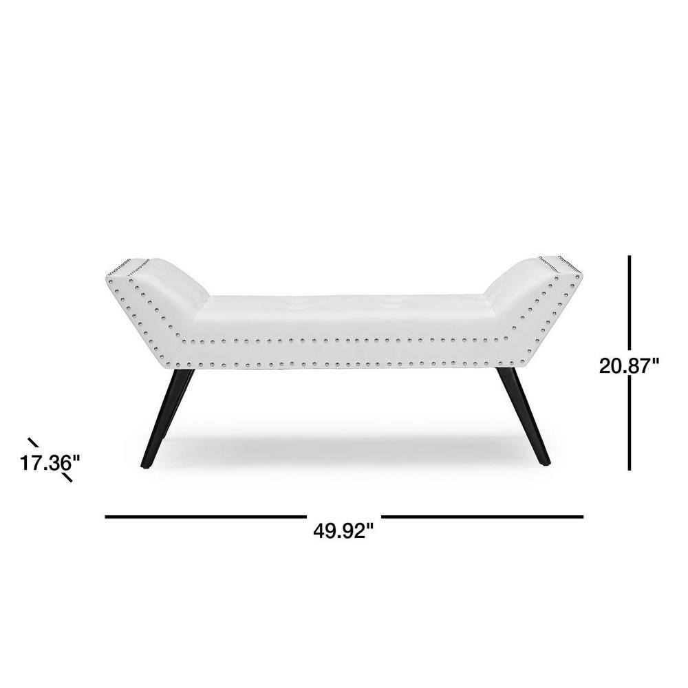 Tamblin Modern And Contemporary Faux Leather Upholstered Large Ottoman Seating Bench - White - Baxton Studio