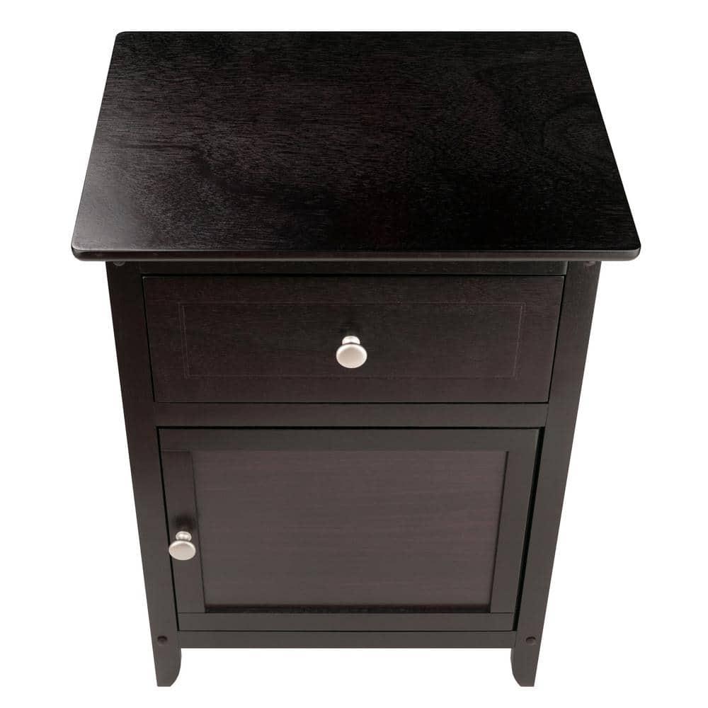 Eugene Nightstand - Espresso - Winsome: Wood Composite Bedside Cabinet with Storage