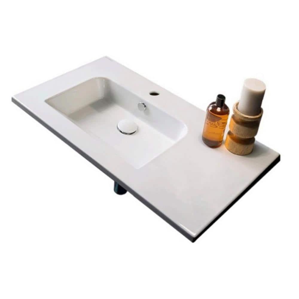 Scarabeo By Nameeks 18.5'' Glossy White Ceramic Rectangular Bathroom Sink with Overflow