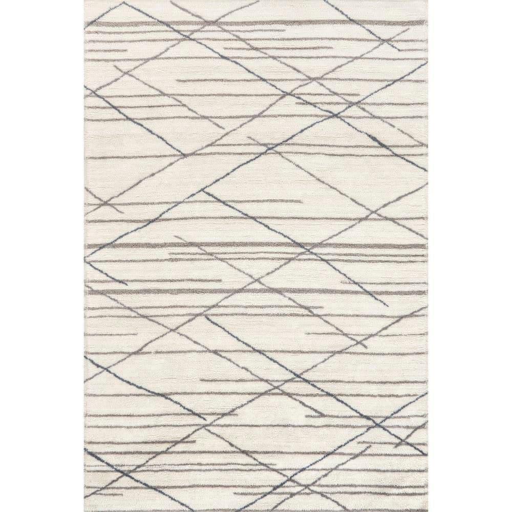 Arvin Olano x Rugs USA - Pick-Up-Sticks Machine Washable Wool Indoor Area Rug Ivory 5' x 8'