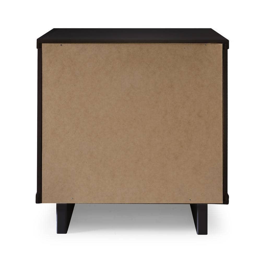 Granville Modern 2 Drawer Nightstand Black - Manhattan Comfort: Bedside Table with Storage, Painted Wood Finish