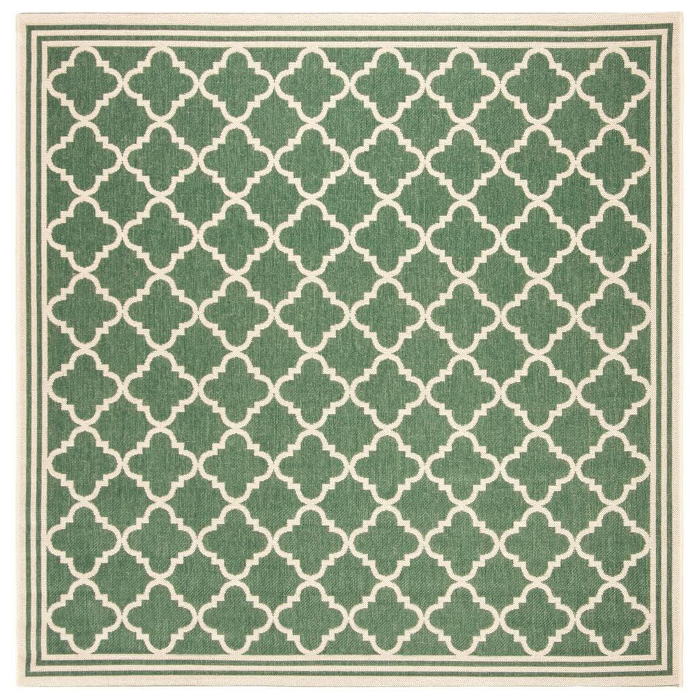 SAFAVIEH Beach House Nima Trellis Indoor/Outdoor Area Rug Green/Cream, 6'7" x 6'7" Square