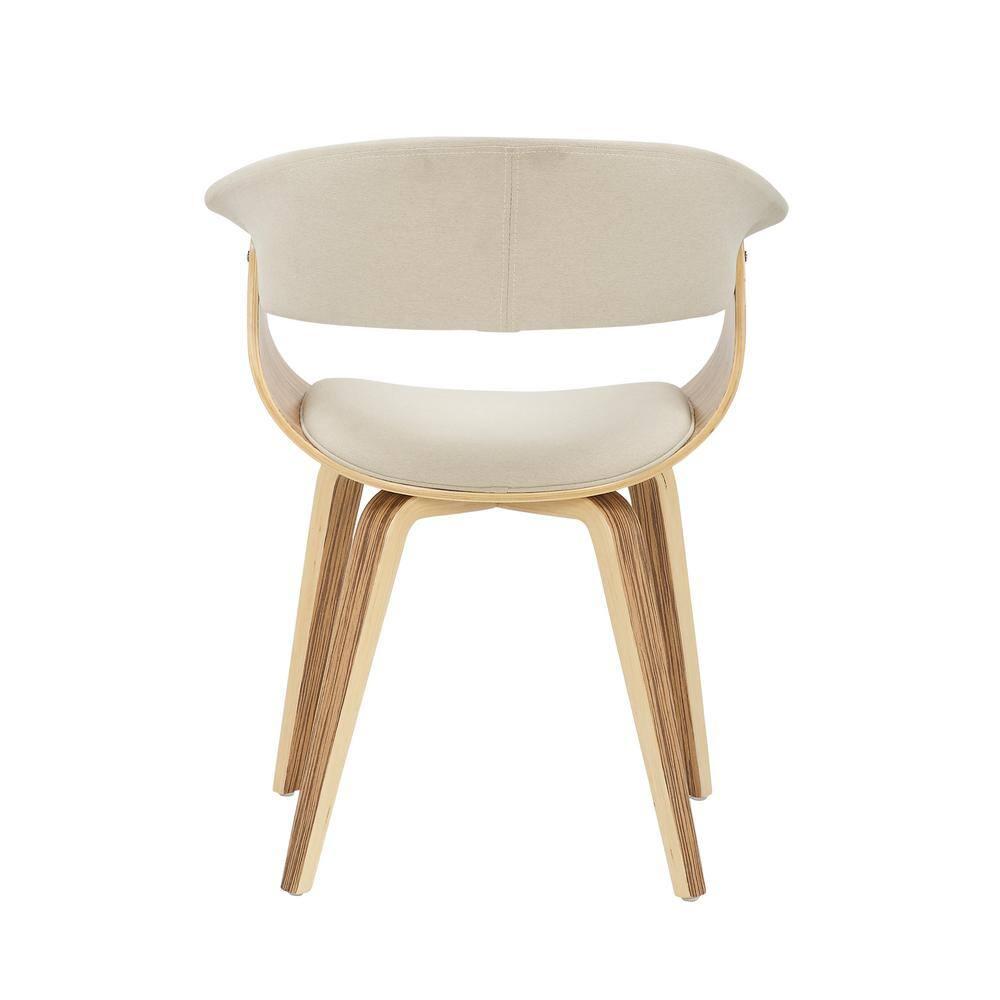 LumiSource Zebra Wood, Cream Fabric Vintage Mod Chair