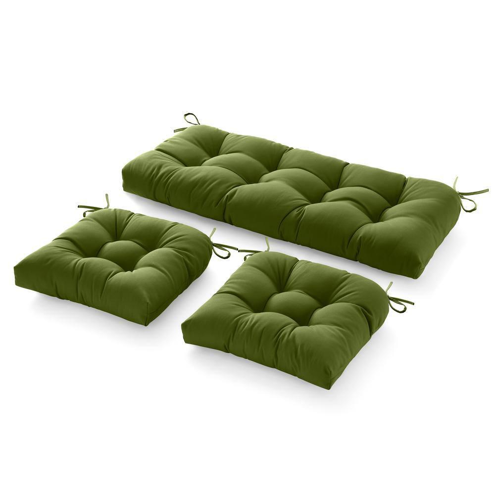 BLISSWALK Outdoor Chair Cushions,3 Pieces Wicker Cushion Set Set,44"x19"x5",Tufted Loveseat Outdoor Cushions for Patio Furniture All Weather,Dark Brown