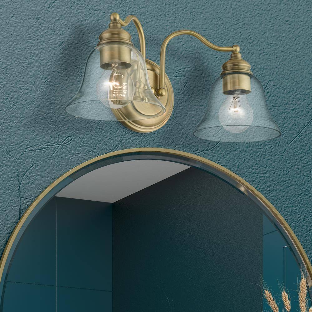 Livex Lighting Moreland 2 - Light Vanity in  Antique Brass