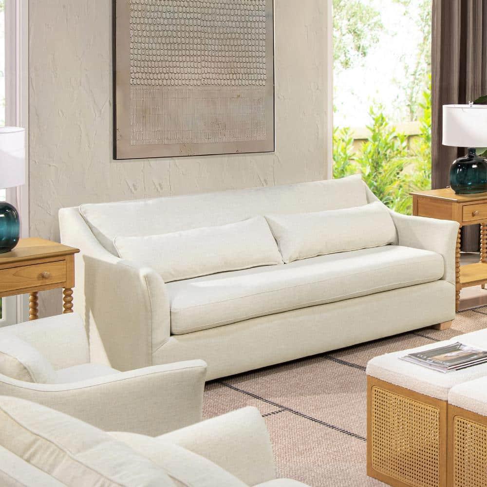 Jennifer Taylor Home Ada Modern Fabric Sofa with Flared Arm in Flax White