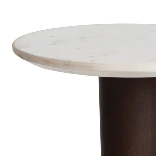 Bloomingville Acacia Wood and Metal Martini Table with Marble Top, Walnut and Brass