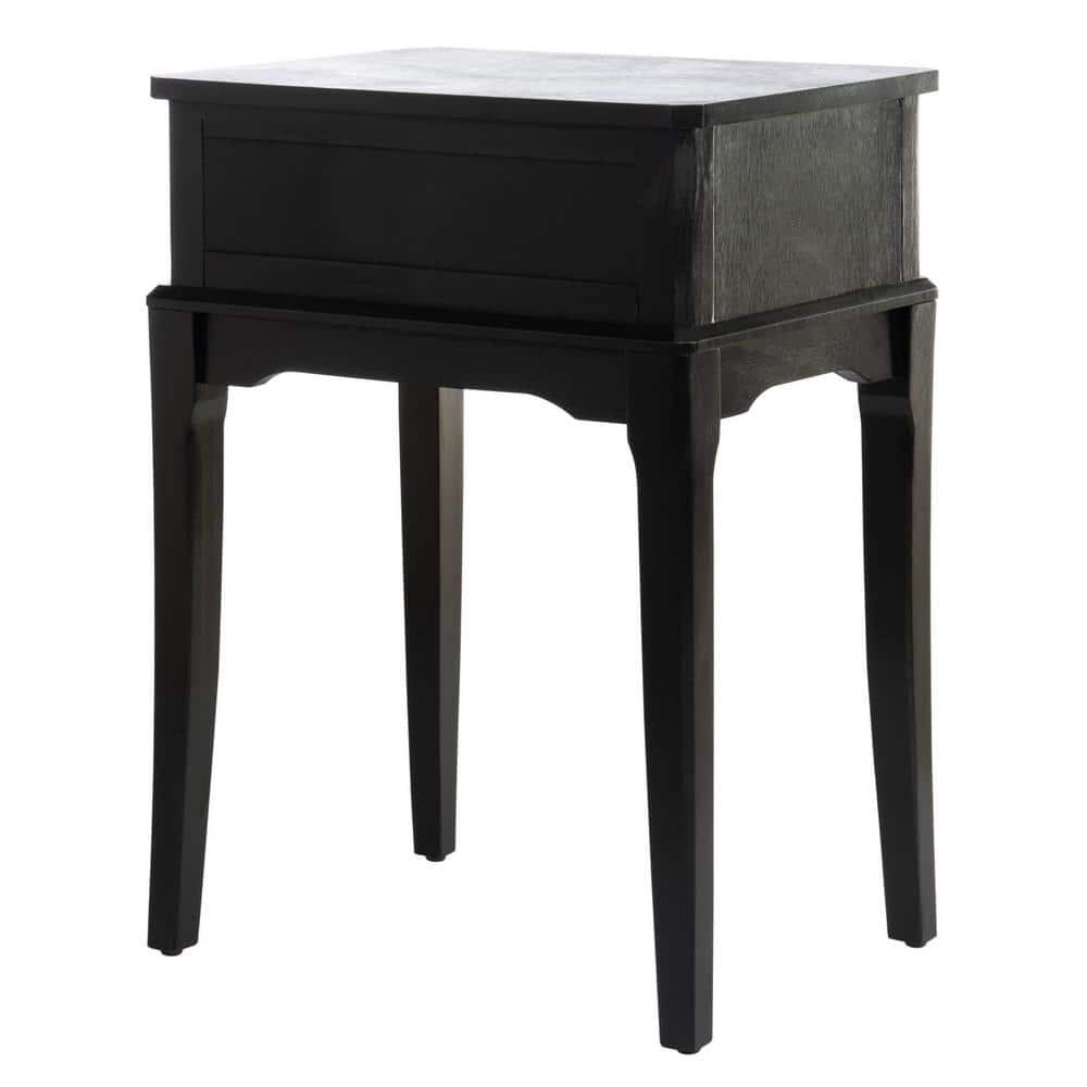 SAFAVIEH Opal French Black Rectangle Wood Storage End Table (17 in. W x 13 in. D x 23.5 in. H)
