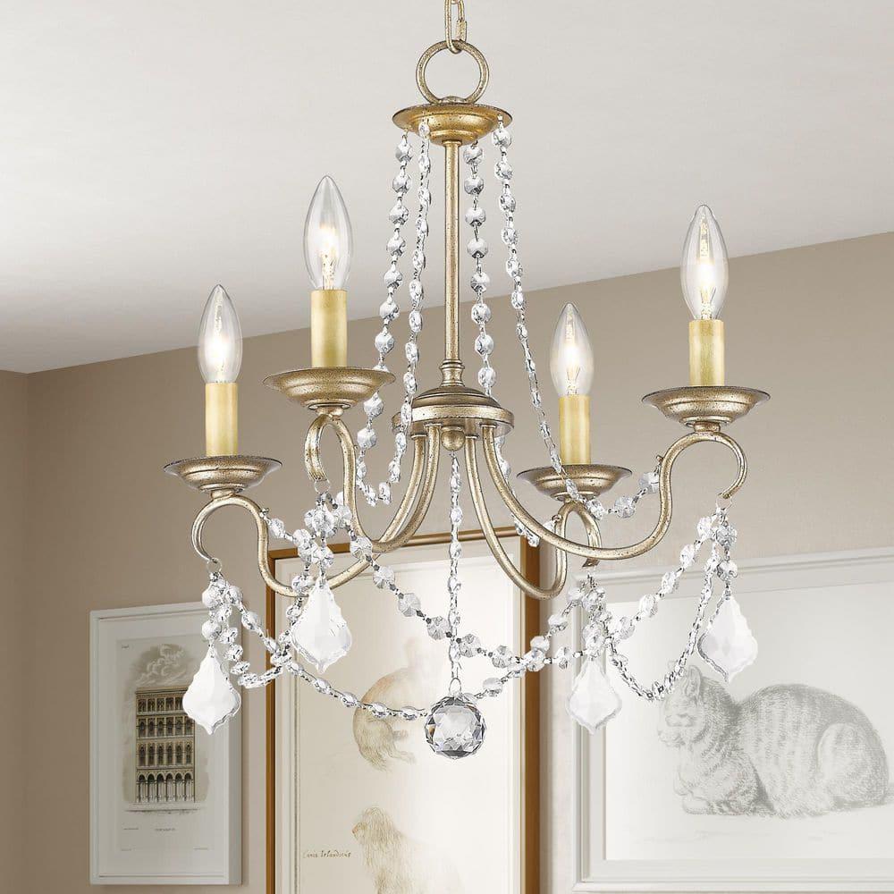 Livex Lighting Pennington 4 - Light Chandelier in  Antique Silver Leaf
