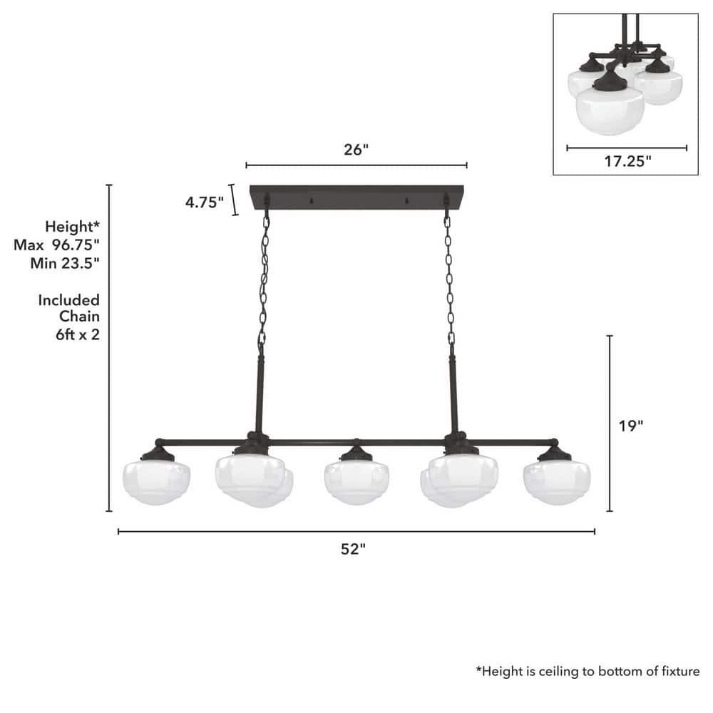 Hunter Saddle Creek 7 Light Linear Chandelier Ceiling Light Fixture