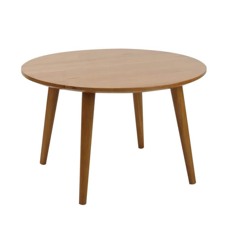 Mesa Natural Cherry Round Coffee Table with Maple Top and Storage