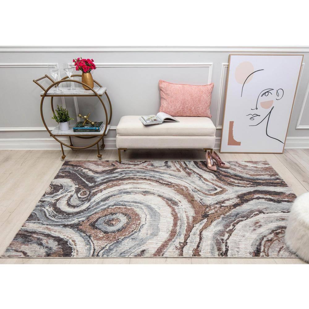 Mason Brooks Cressida CA10A River Reflection Abstract Contemporary Gray Area Rug for Dining Room Rug Neutral Rug Living Room Rug Kitchen, 2'6" x 8'
