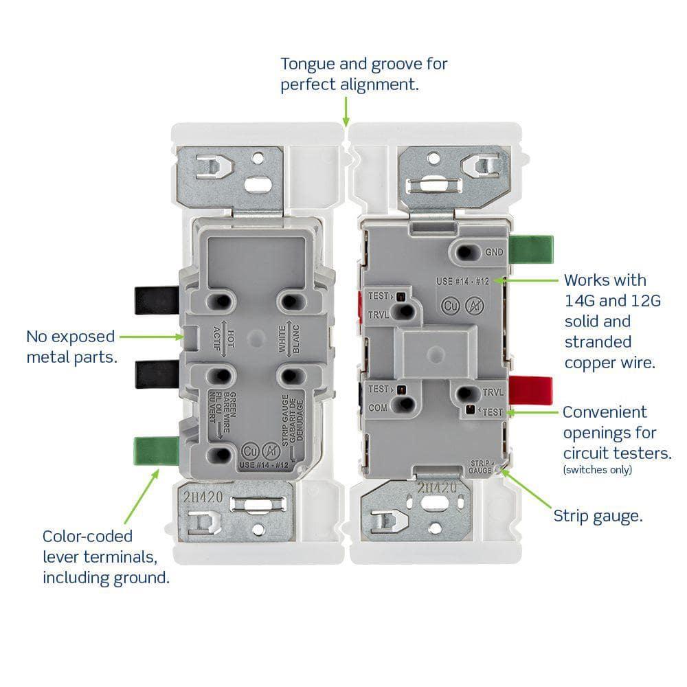 Leviton Decora Edge 15 Amp Single Pole Rocker Switch, White E5601