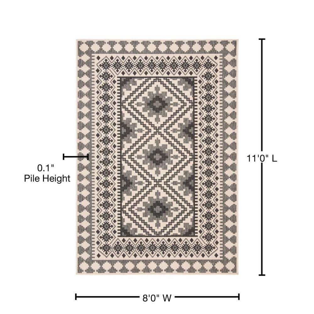 Veranda VER099 Power Loomed Indoor/Outdoor Area Rug - Ivory/Slate - 8'x11' - Safavieh.