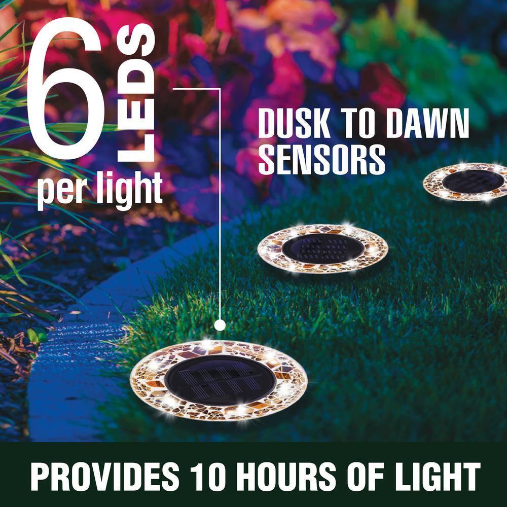 Bell + Howell Bell+howell Disk Lights Solar Ground Lights Mosaic Wireless Auto On/off Solar Pathway Garden Outdoor Lighting With 6 Led Bulbs For Lawn, Patio, Garden, Yard, Pathways Waterproof, 4 Pack - Blue & Reviews | Wayfair