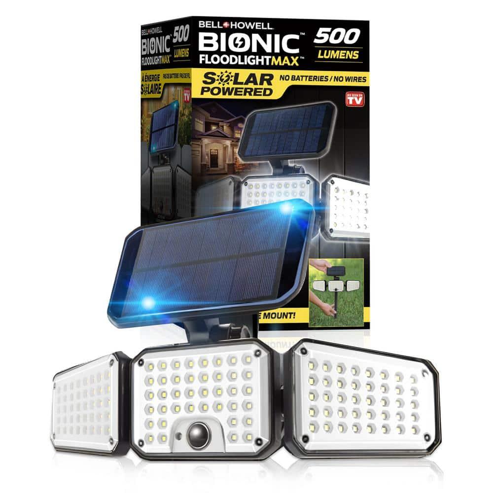 Bell+Howell Bionic Solar Powered Floodlight Max, Motion Activated, Wide Angle, and Weather Resistant